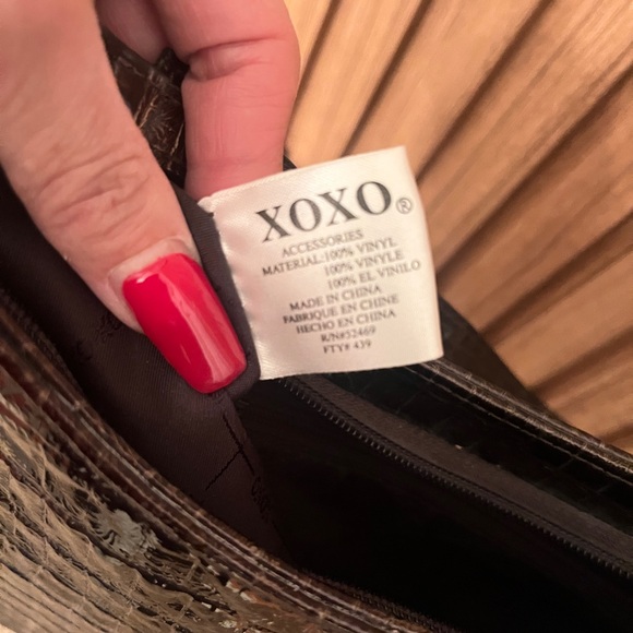 XOXO Vintage Brown Embossed Croc Pattern Purse Shoulder Bag GLOSSY - Picture 14 of 15